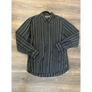 Vtg Y2K Quicksilver Pinstripe Longsleeve Button down Dress Shirt Embroidered XXL
